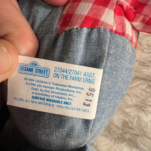 Vintage Playskool Ernie On The Farm Sesame Street Plush 1994 - Picture 5 of 7